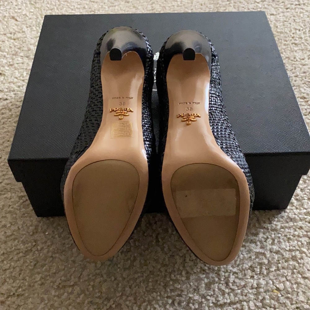Calzatore Madras Woven Leather Prada Heels - Picture 3 of 4